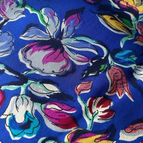 Moulinette Seours Silk Blue Floral Wrap Dress Anthropologie Excellent Size 0 - Picture 3 of 10